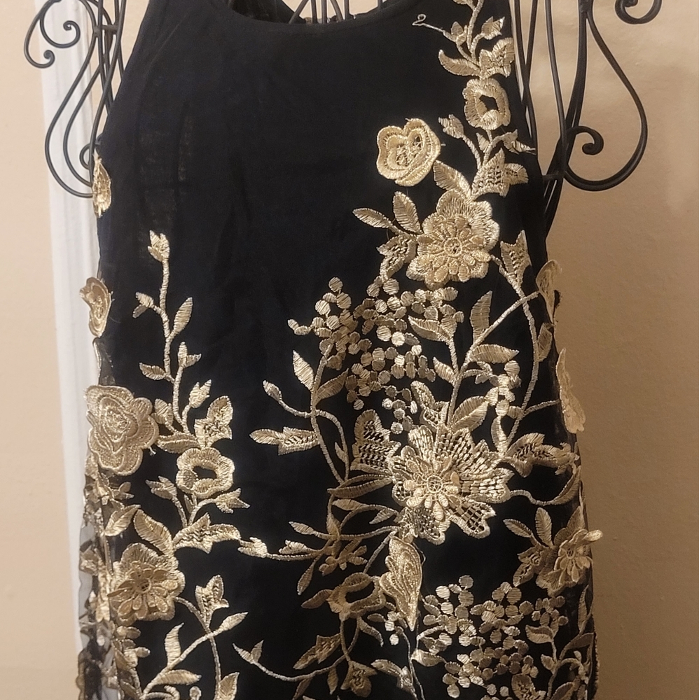 Sunday in Brooklyn Black/Gold Sleeveless Top